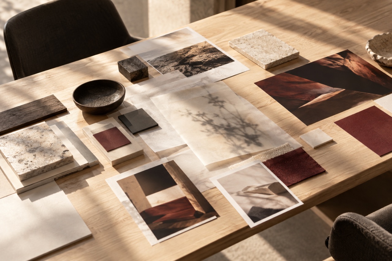写真と素材から一貫したブランド表現を考えるイメージ（生成画像）